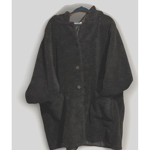 Women Within Plus Size 4X 34/36 Black Coat Button Down W/Hood Fall Winter Jacket - Picture 1 of 9